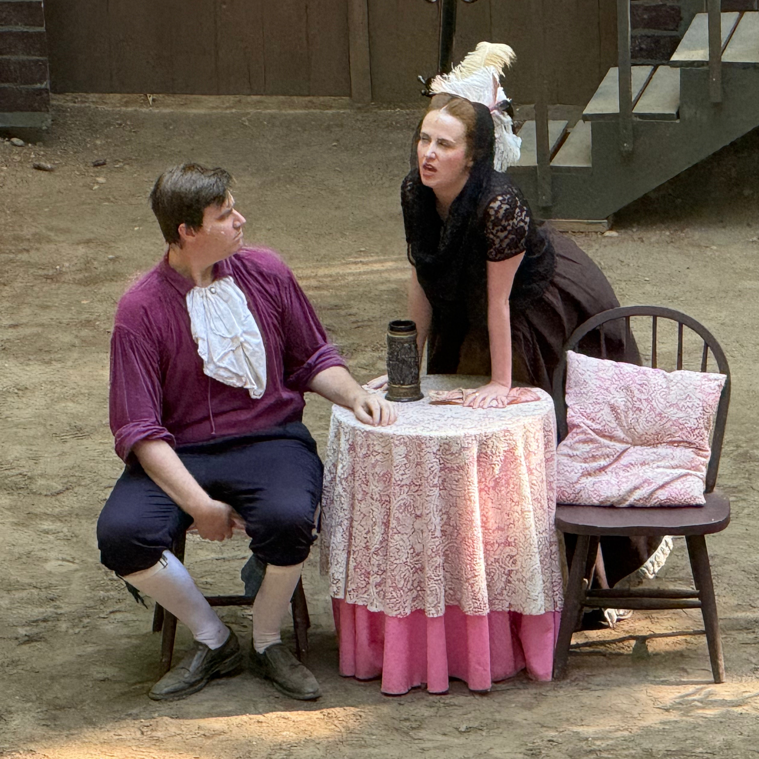 Mr. Bumble and Widow Corney (Michael Sterling and Laura McFarlane),